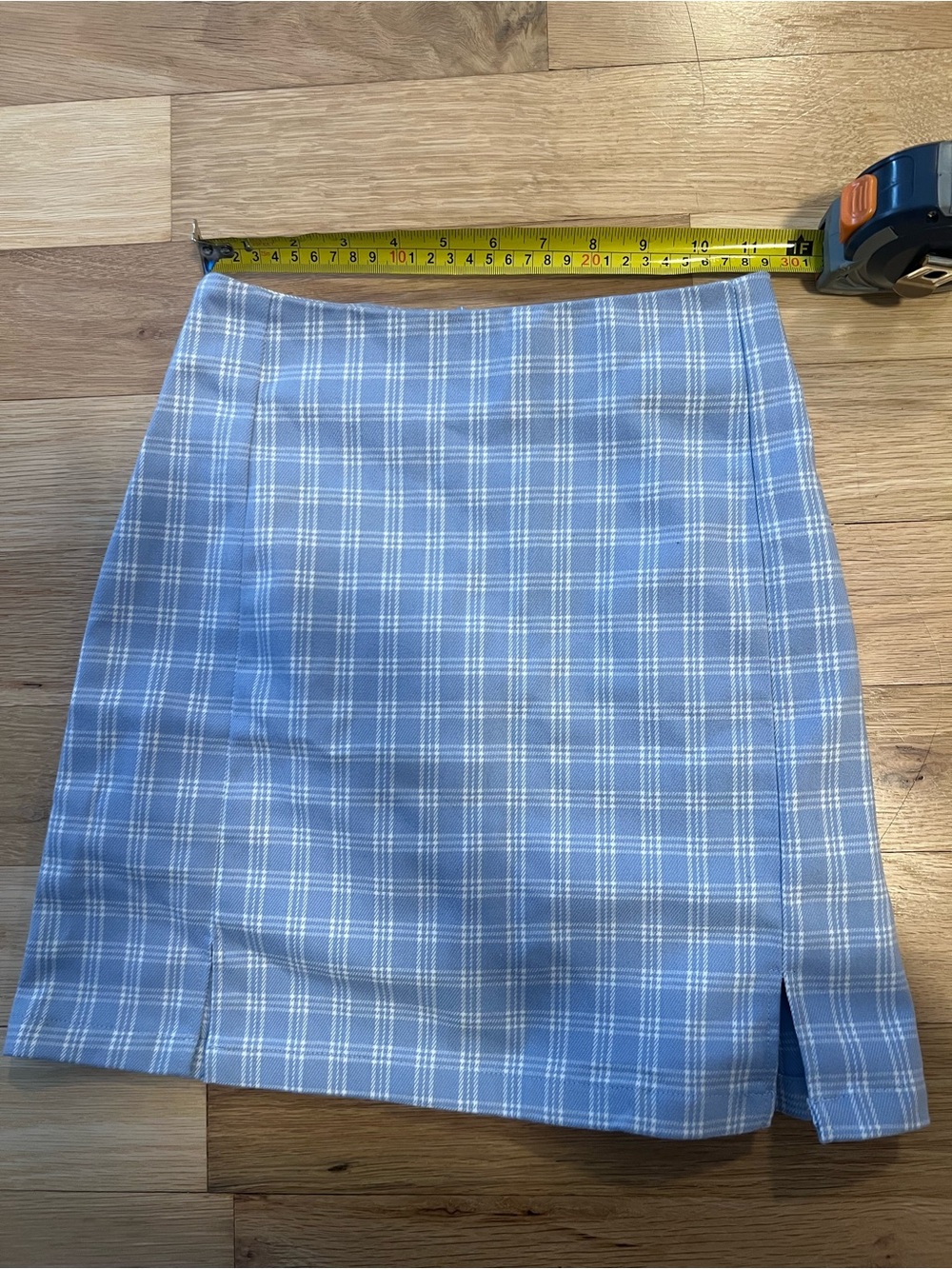 Brandy Melville Light Blue Plaid Mini Skirt